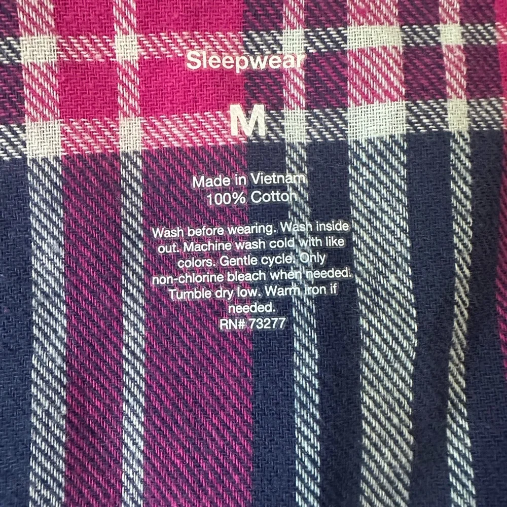 New Women's Sonoma Flannel PJ Set in Pink & Navy Plaid 100%Cotton - Picture 3 of 5